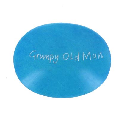Grumpy Old Man Large Oval Soapstone Pebble